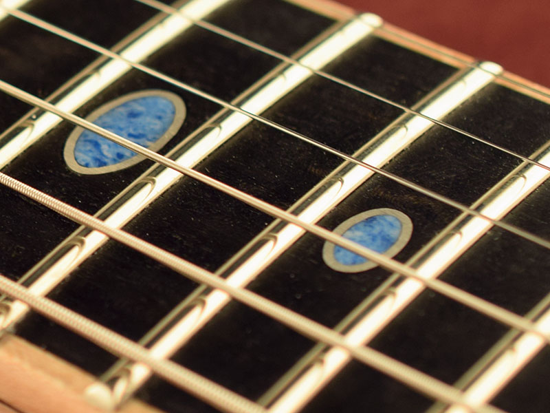 Denim lapis recon oval inlay wrapped in silver