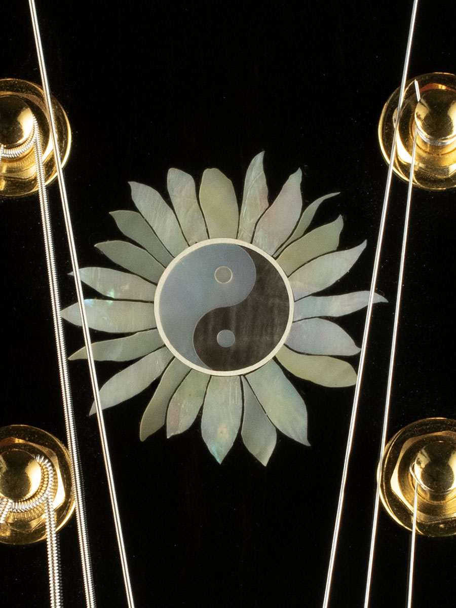 Sunflower inlay in white & black mother of pearl, agoya, and silver