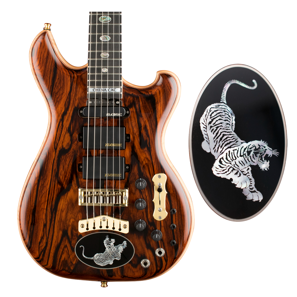 Cocobolo Further with tiger medallion inlay